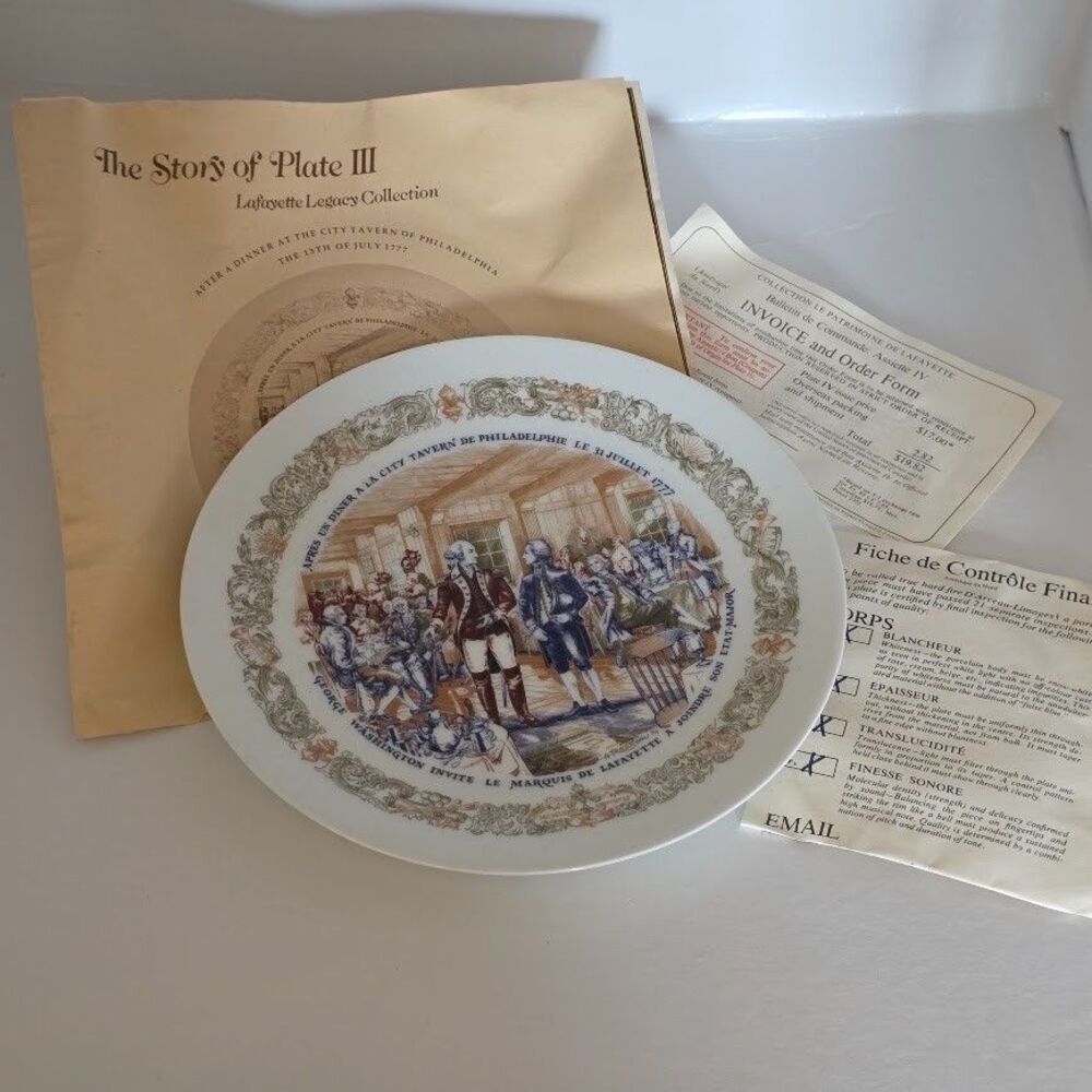 VTG Lafayette Legacy Plate III (NBR 695 IN Collection 1973) w/Paperwork w/Certs